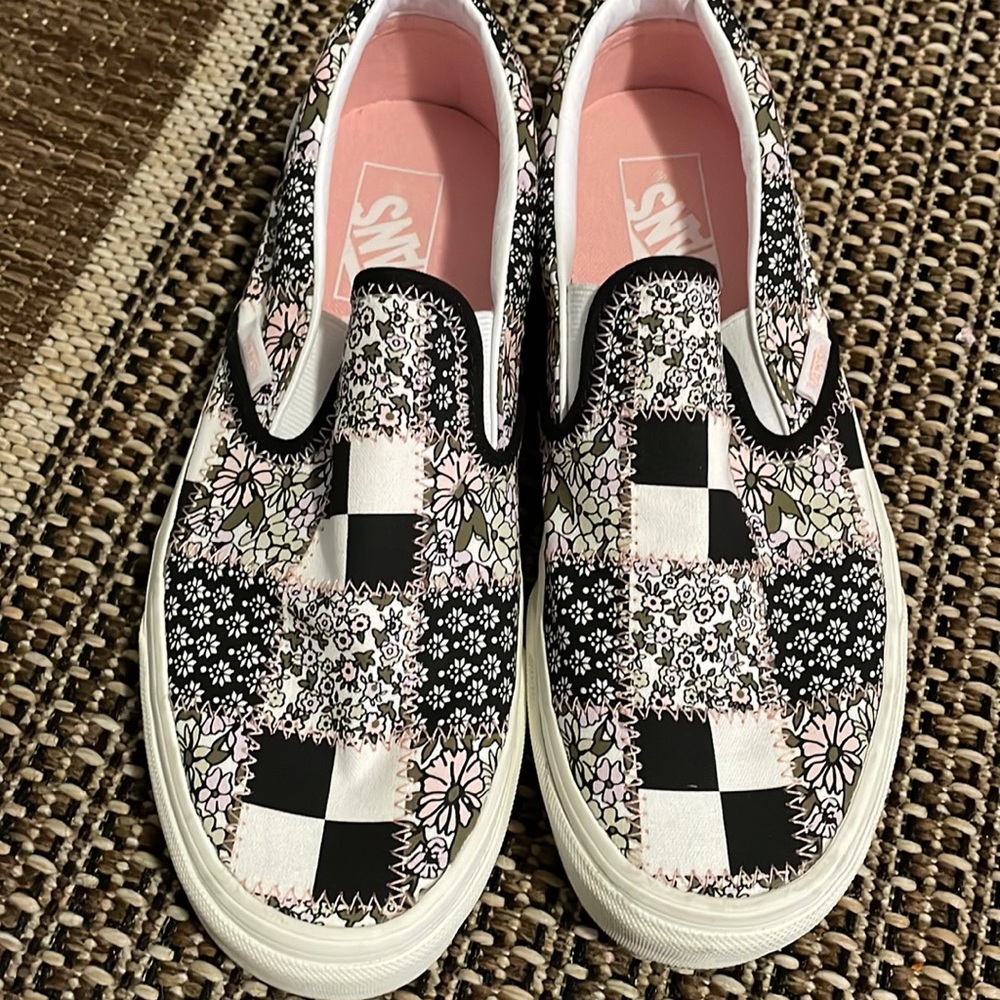 Vans quilt patchwork slip on shoes 8.5 women’s